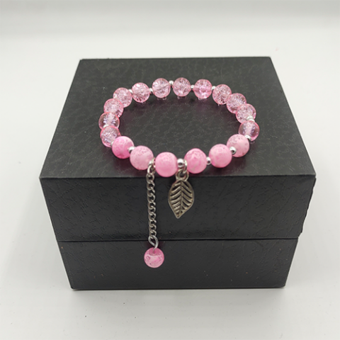 Crackle Beaded Bracelet - Pink